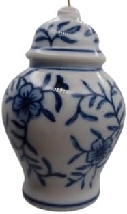 OnHoliday Ceramic Ginger Jar Blue and White Hanging Christmas Ornament 1