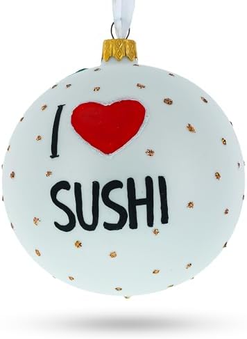 Sushi Lover Glass Ball Christmas Ornament 4 Inches 1