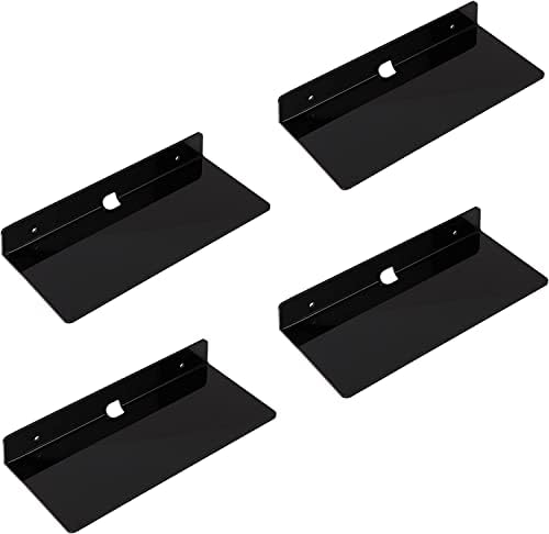 IEEK 4 Piece Black Acrylic Floating Wall Shelves