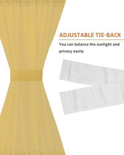 Sheer Yellow French Door Curtain 54x40 Inch