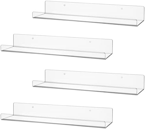 4 Pack Clear Acrylic Floating Shelves for Wall