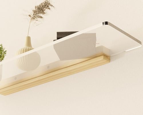 QsQueen Solid Wood Acrylic Floating Shelves for Home Decor