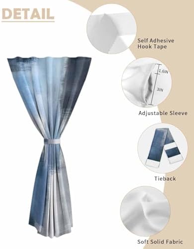 Abstract Blue Self Adhesive Portable Curtains for Windows