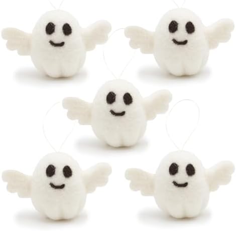 GLACIART ONE Wool Felt Ghost Halloween Decorations 5 Pack