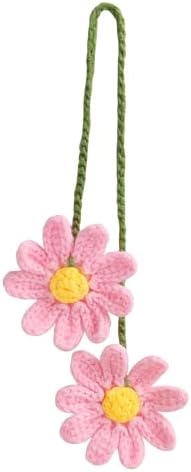 Cute Crochet Double Daisy Rear View Mirror Accessory