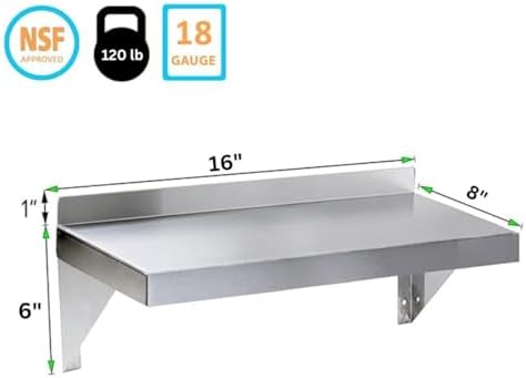 Express KitchQuip Stainless Steel Wall Shelf