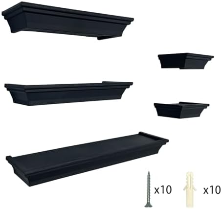 Black Floating Shelves Set of 5 for Home Decor