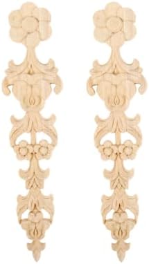 Wood Appliques Long Decorative Carved Onlays 2Pcs 11x236 Inch