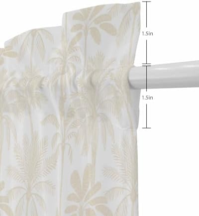 Beige Palm Tree French Door Curtain with Rod Pocket