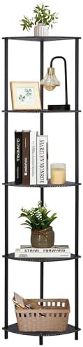 Defined Deco 63 Inch Corner Shelf 5 Tier Industrial Bookshelf