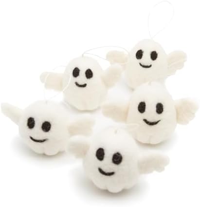 GLACIART ONE Wool Felt Ghost Halloween Decorations 5 Pack