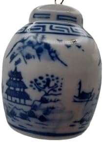OnHoliday Ceramic Blue and White Ginger Jar Christmas Ornament