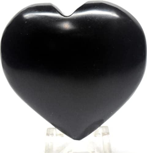 Black Onyx Heart Puffy Stone with Stand - Peru