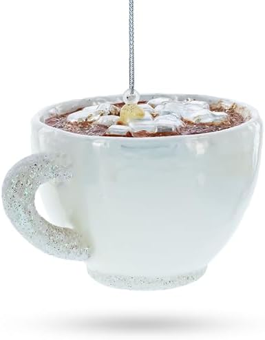 Cozy Hot Cocoa Cup Blown Glass Ornament