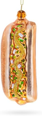 Savory Hot Dog Delight Blown Glass Ornament