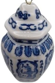 OnHoliday Ceramic Blue and White Ginger Jar Hanging Ornament 1