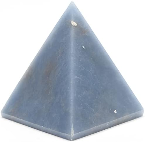 55mm Blue Angelite Pyramid Natural Crystal Angel Stone with Clear Quartz Cabochon
