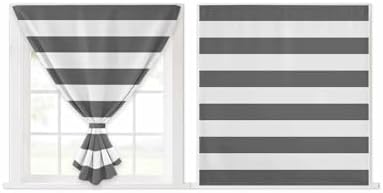 Grey Stripes Self Adhesive Portable Curtains for Windows