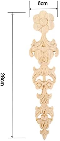 Wood Appliques Long Decorative Carved Onlays 2Pcs 11x236 Inch