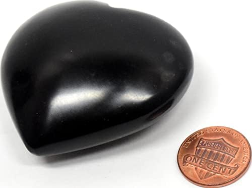 Black Onyx Heart Puffy Stone with Stand - Peru