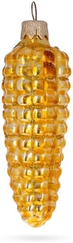 Glittered Corn on The Cob Glass Christmas Ornament 1