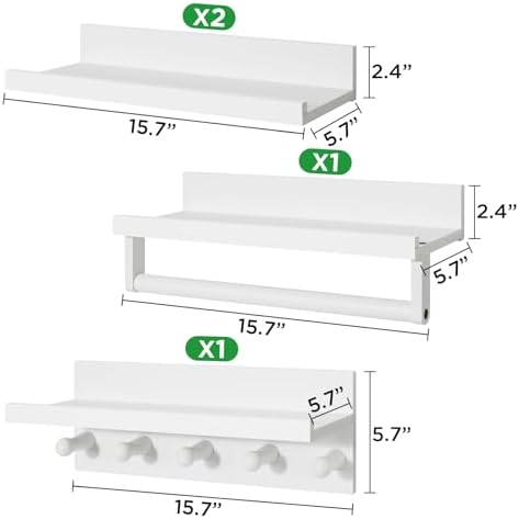 Ollieroo Set of Four Floating Book Shelves White