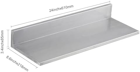Happybuy 86 x 24 Stainless Steel Floating Shelf with Backsplash