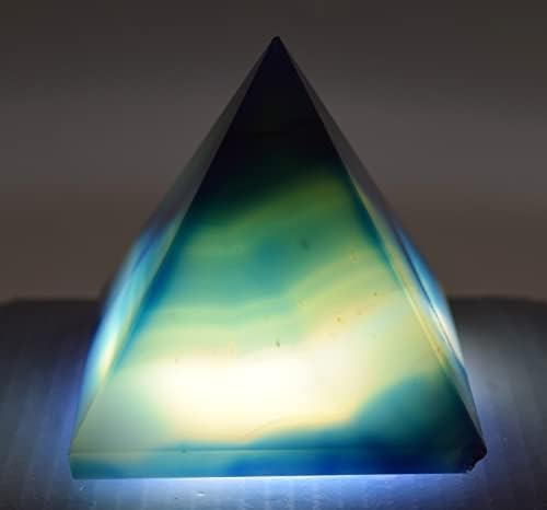 27 Inch Dyed Blue Agate Pyramid with Clear Quartz Pebble