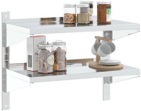 vidaXL Wall Shelf Silver Stainless Steel 295 x 157 x 236 in