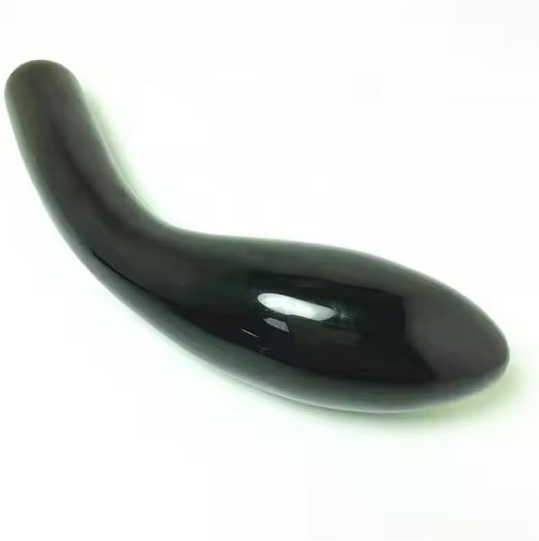 MOONLIGHTCRYSTAL Bent Shape Obsidian Massage Stick Wand 18cm for Women Gift 1pc