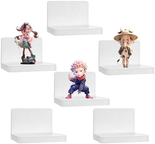 Set of 6 4 Inch Plastic Floating Shelves White