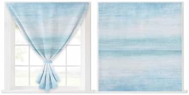 Gradient Aqua Blue Self Adhesive Curtains for Windows