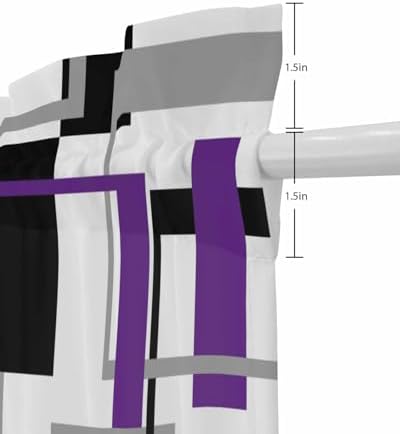 Purple Black Geometric French Door Curtain with Tieback