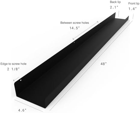 DIY CARTEL Floating Metal Wall Shelf - 48in Black