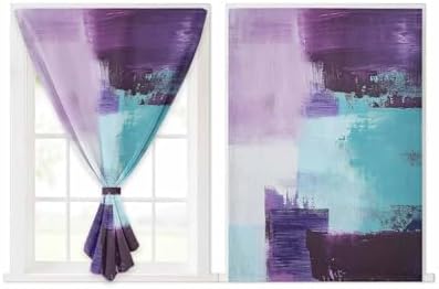 Purple Turquoise Self Adhesive Blackout Curtains 52x84