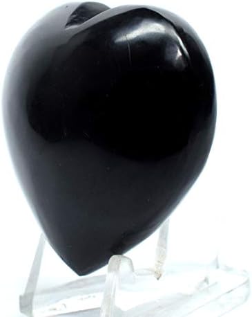 47mm Black Onyx Puffy Heart with Acrylic Stand