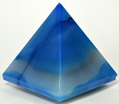 27 Inch Dyed Blue Agate Pyramid with Clear Quartz Pebble