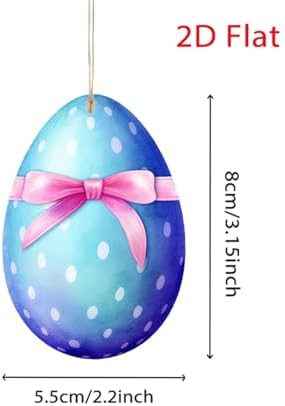 Wooden Easter Egg Hanging Decorations 12Pcs Set