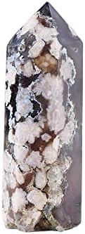Black Sakura Agate Home Decor Crystal Obelisk