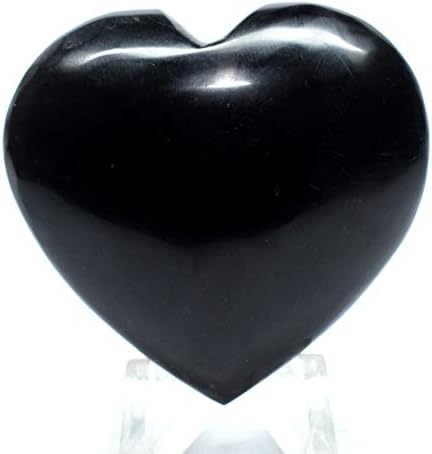 47mm Black Onyx Puffy Heart with Acrylic Stand