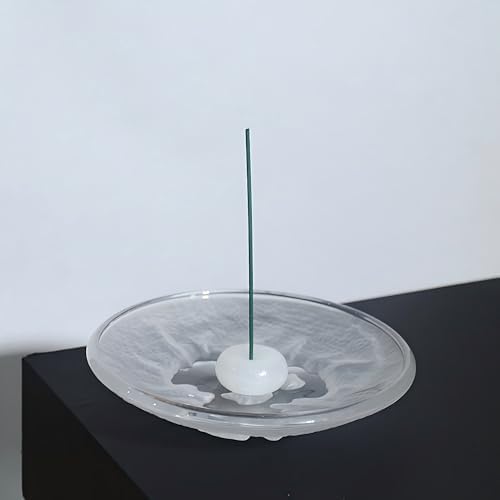 Snow Mountain Glass Incense Holder with 3D Design and Frosted Texture