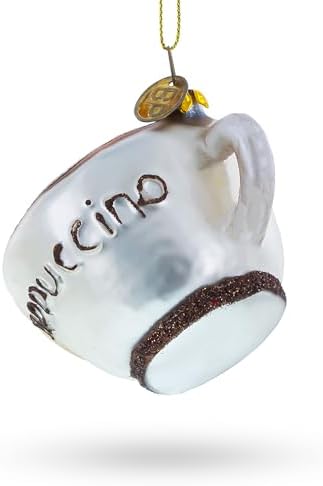 Steaming Cappuccino Cup Blown Glass Christmas Ornament 1