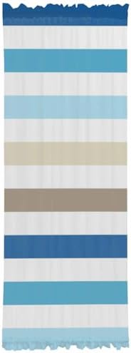 Blue Teal Brown Striped French Door Curtains 54W x 72L