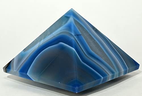 28 Inch Dyed Blue Agate With Quartz Druzy Pyramid - India Collectible Specimen