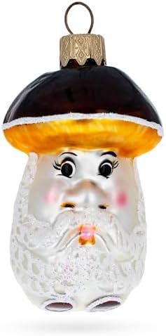 Mushroom Grandpa Glass Christmas Ornament 1