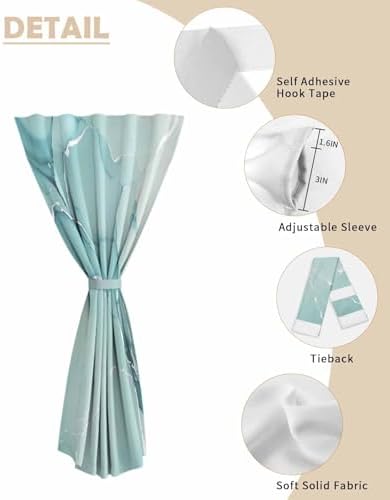 Turquoise Self Adhesive Blackout Curtains for Windows and Doors