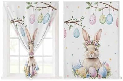 Yomandocix Spring Easter Bunny Self Adhesive Curtains 47x63 Inches