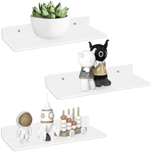 Fixwal Acrylic Floating Shelves Set of 3 White