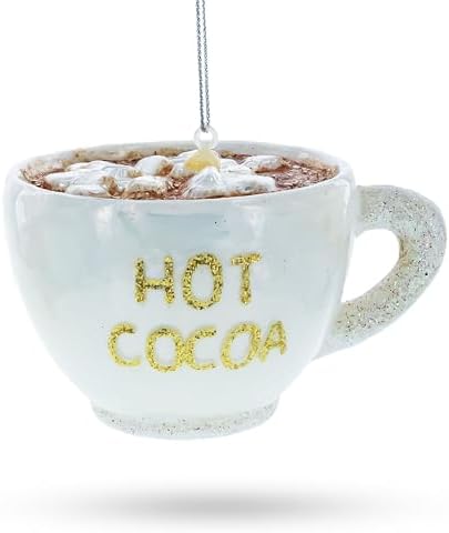 Cozy Hot Cocoa Cup Blown Glass Ornament