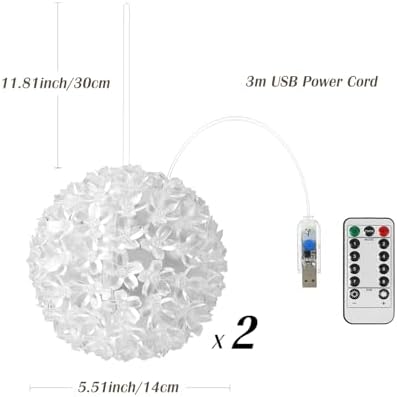 2 Pack USB Cherry Blossom Sphere Lights with Timer